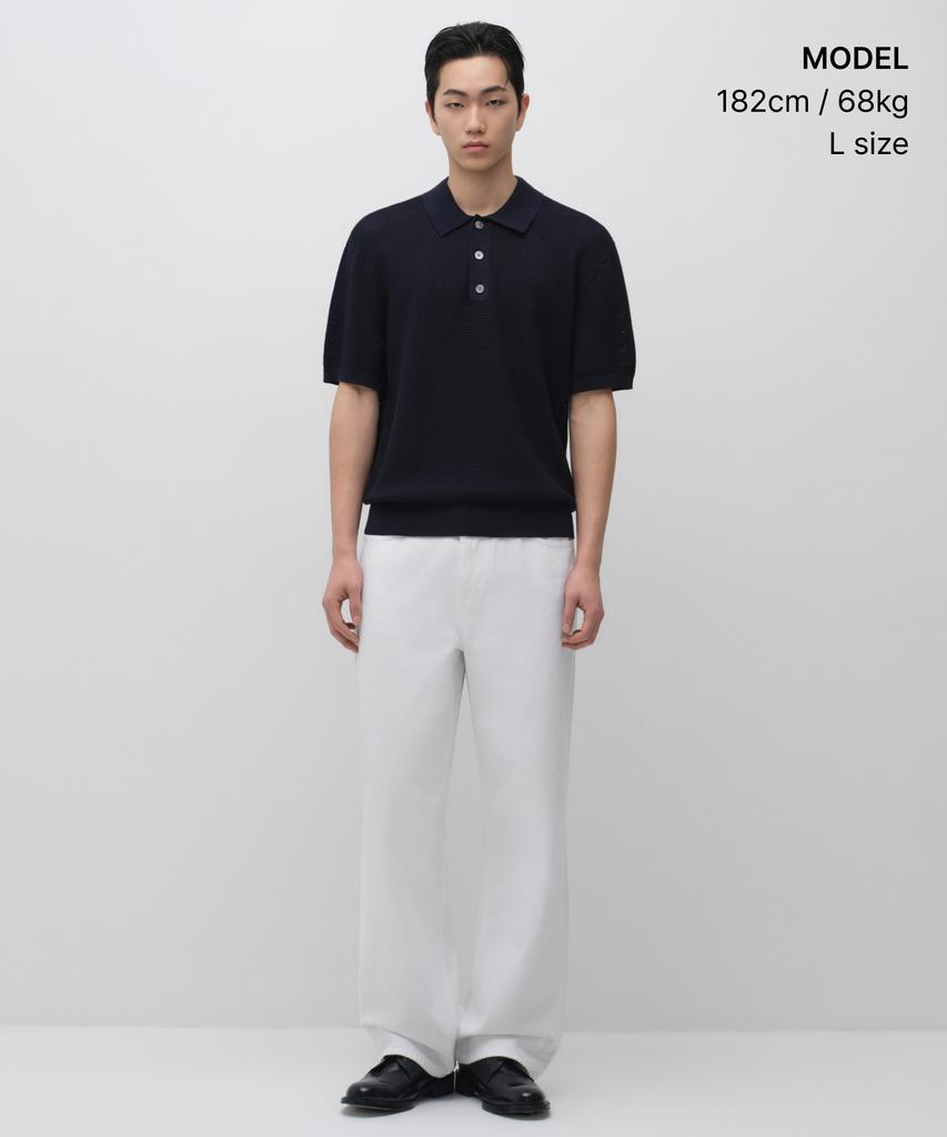 MUSINSA STANDARD Crochet Knitted Polo Shirt [Navy]