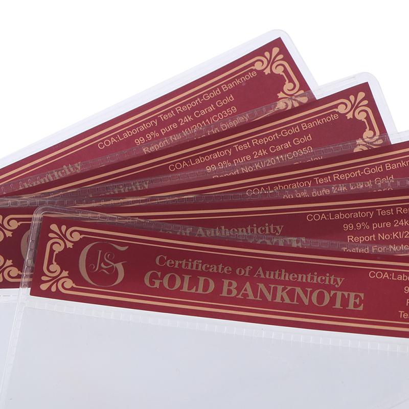 1Pc Coa Normal Gold Banknote New Product Gold Foil Banknote In Pvc Plastic Frame