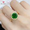 New Temperament Round Green Shape Opening Ring For Women Zircon Engagement Party Fine Gorgeous Jewelry Gift