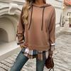 Autumn and Winter Women's Hoodie Clashing Colours Casual Splicing Hooded Long Sleeve Sweatshirt