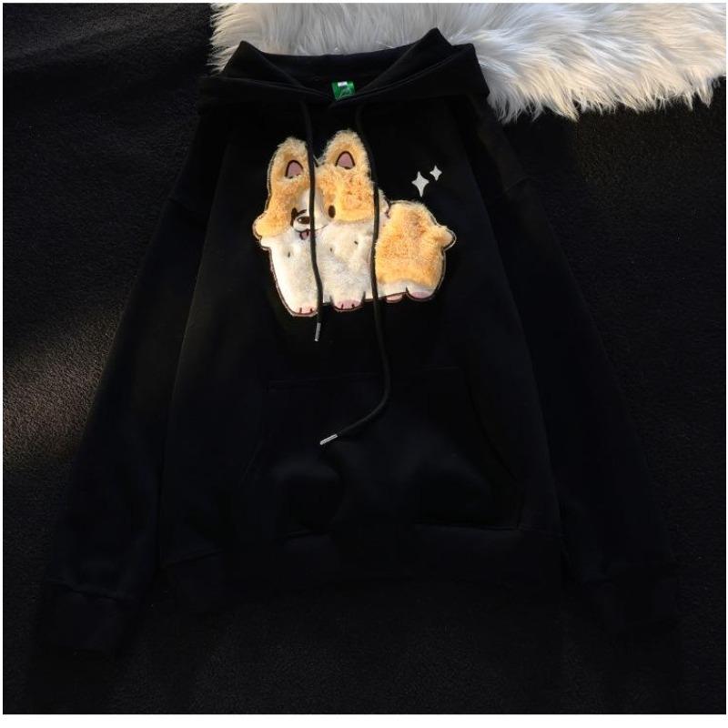 Ladies Fashion Casual Long Sleeve Round Neck Hoodie Pullover Top With Pockets