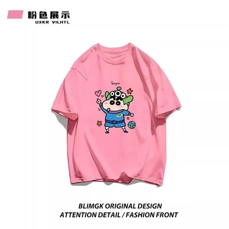 Мужская дышащая летняя повседневная креативная футболка из 100% чистого хлопка с коротким рукавом и принтом аниме-карандаша высокого качества