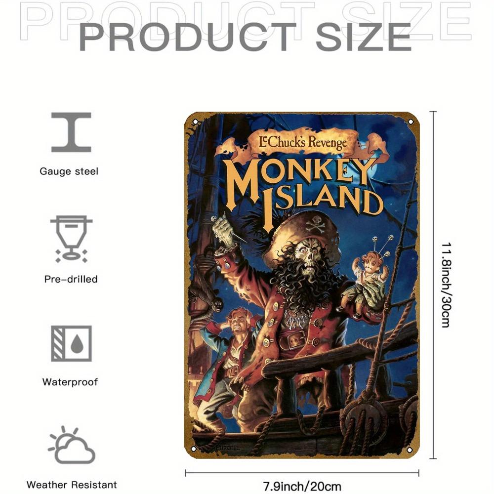 Металлическая настенная art - Monkey Island Видеоигра - Крутой Игровой Декор, Идеальный Подарок для Игроков, 8x12 дюймов, Идеально для Декора Комнаты