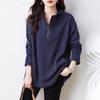 2025 New Plus Size Spring Women Hoodies Full Sleeve Purple. Pockets Loose Casual Solid Blue Design Basic Tops T-Shirt New Pullover