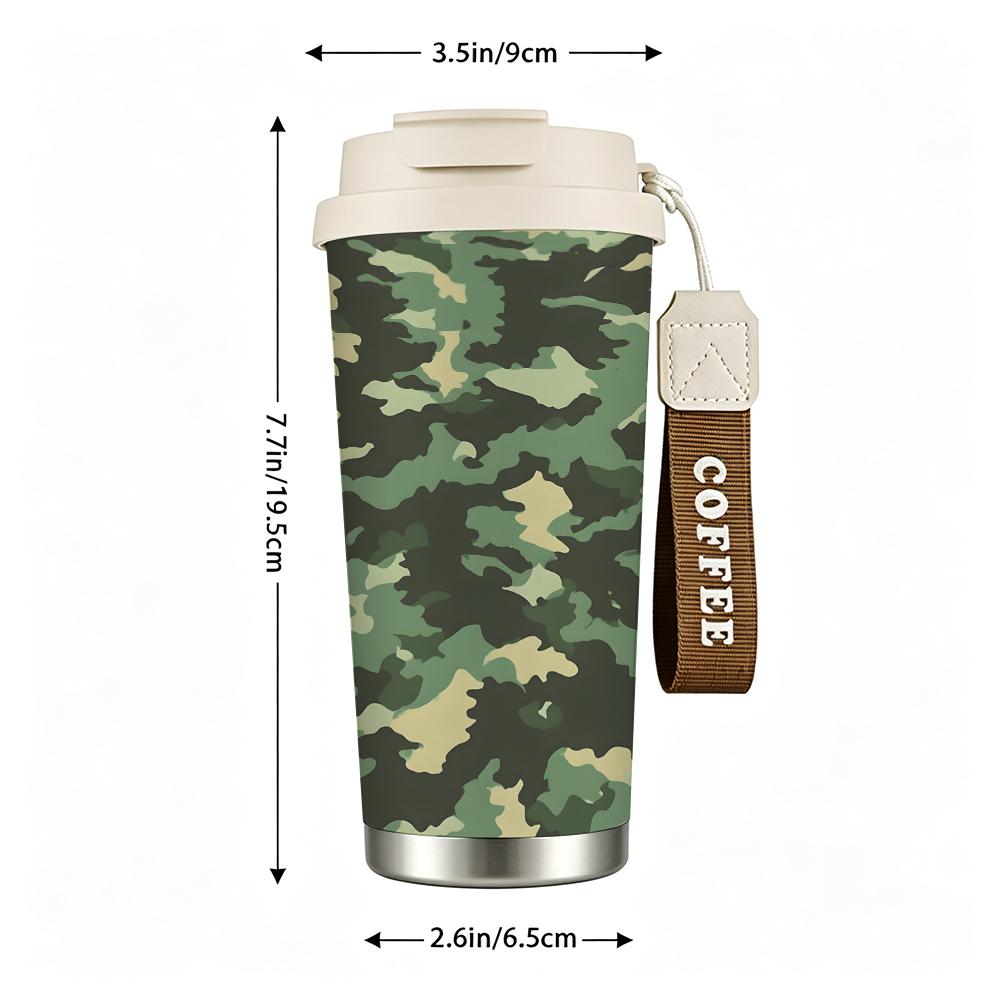 Camouflage Pattern Stainless Steel Insulated Coffee Tumbler Vacuum Travel Mug Leakproof Thermal Cup for Outdoor Hiking Camping