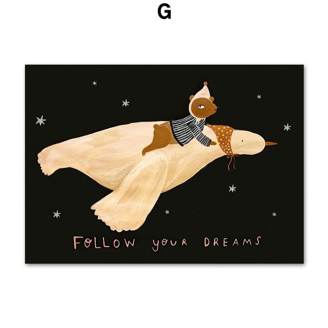 Леопардовый кролик, медведь, тигр, мышь, Радуга, забавная настенная живопись на холсте, плакаты на скандинавскую тему и принты, настенные панно, декор для детской комнаты, без рамки