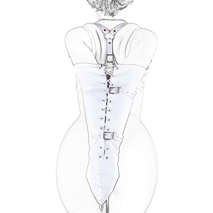 BDSM Bondage Leg/Arm Binder,Behind Back Straight Jacket,SM Leather Armbinder Restraint Slave Lockable Glove With Shoulder