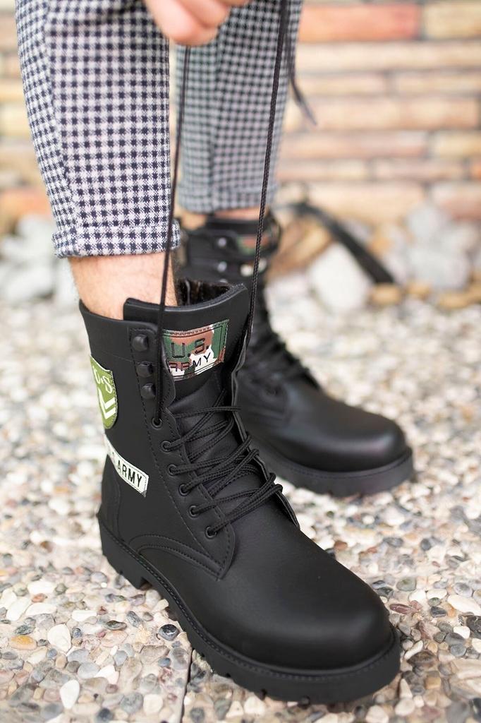 Men's Fashion Faux Leather Flat Heeled Booties Bootie Brown Unisex Boots Shoes