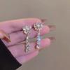 Fashion Trend Unique Design Elegant Exquisite Zircon Flower Long Earrings Ladies Senior Jewelry Birthday Party Gift Wholesale