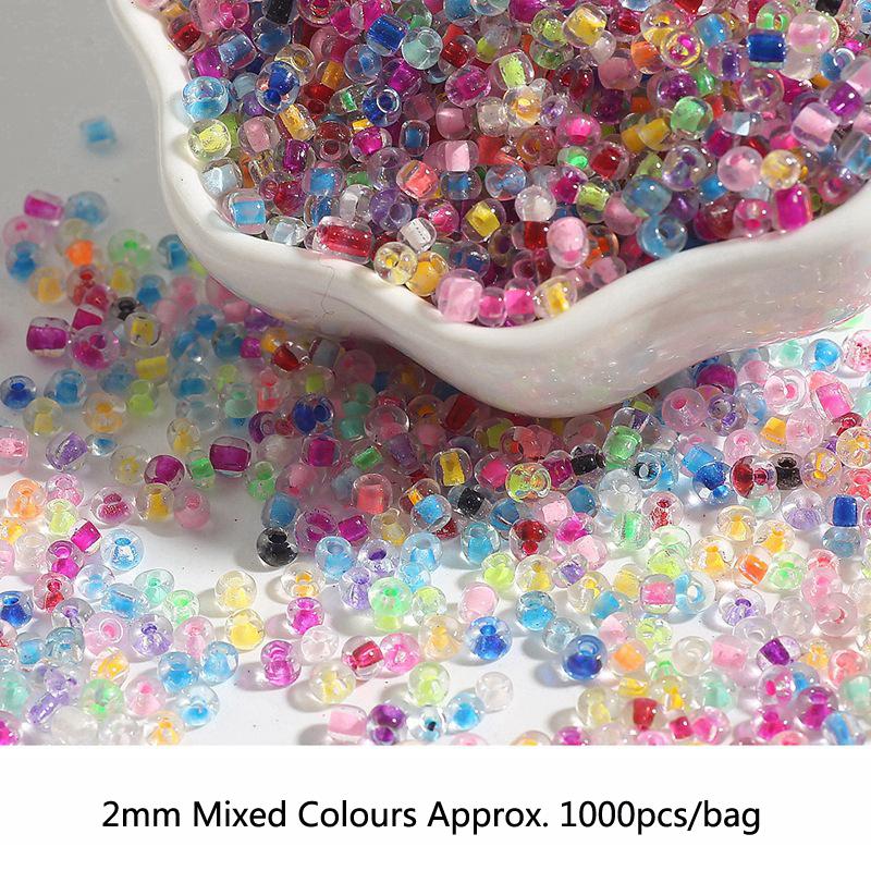 2 3 4mm Glass Filled Silver Mixed Color Rice Beads Handmade Diy Ring Earrings Bracelet Tassel Loose Beads Jewelry Materials Beads for Jewelry Making