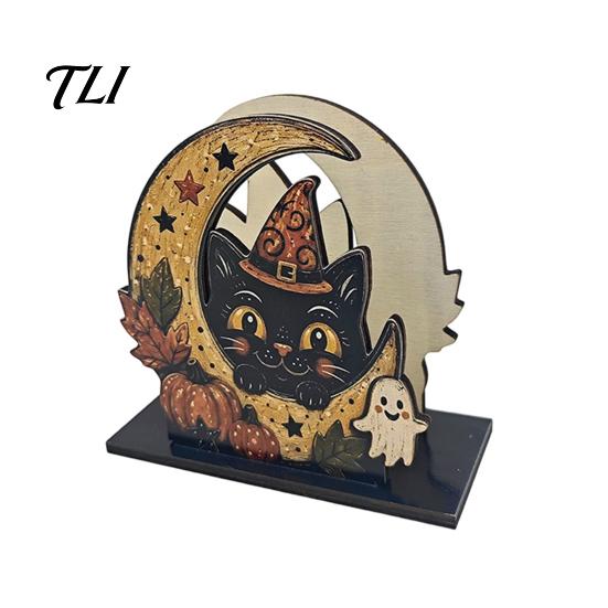 Kitchen Countertop Decoration Halloween Wood Napkin Holder, Rustic Ghost Skeleton Owl Pumpkin Dispenser, Tissue Holder Vintage Tabletop Standing