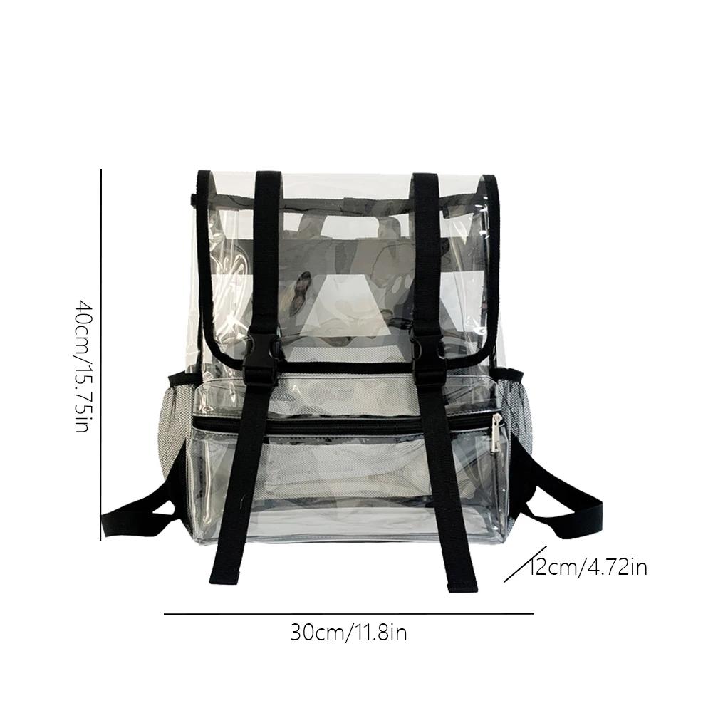 Transparent PVC Laptop Backpack Waterproof Fashion Student Book Bags Unisex Large Capacity Clear Backpack Stadium Approved