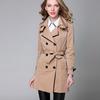Women's Spring and Autumn Casual Large Size Jacket Double Breasted Windbreaker Loose Coat