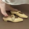Модные женские туфли-мюли на каблуке, дизайнерские туфли-мюли, модные женские босоножки с ремешком через пятку, лето 2025, повседневное платье, уютные женские тапочки