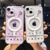 Чехол для телефона с магнитной беспроводной зарядкой Magsafe и музыкальным плеером для iPhone 16 Pro Max 15 13 12 11 14 Plus Прозрачный Мягкий Противоударный Чехол