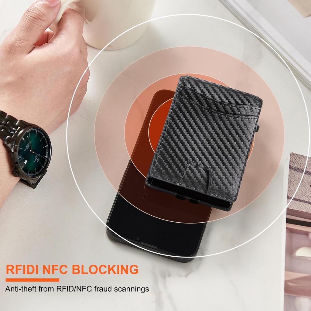 Алюминиевый держатель для карт из углеродного волокна с защитой от размагничивания для мужчин