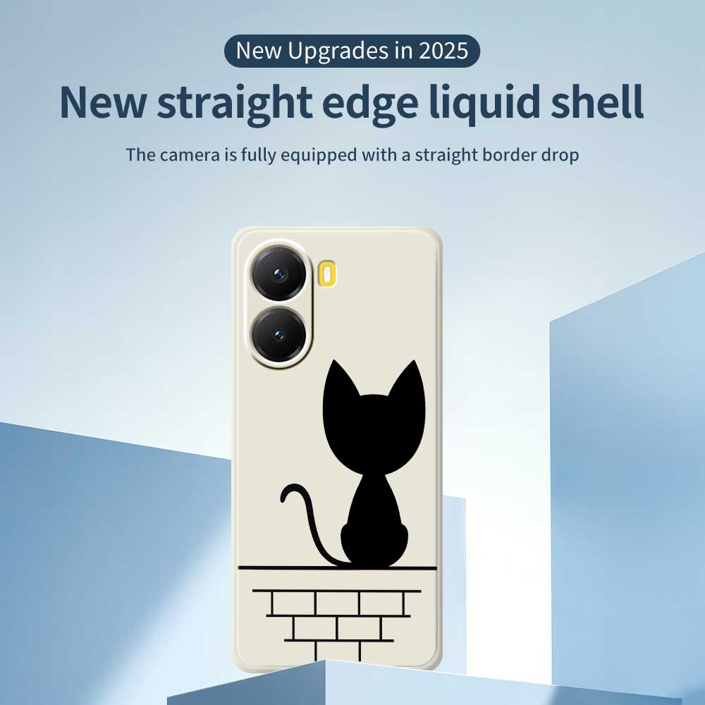 For Xiaomi Redmi Turbo 4 5G/Poco X7 Pro 5G Case Black Cat on the Wall Pattern Printing Straight Edge TPU Phone Back Cover