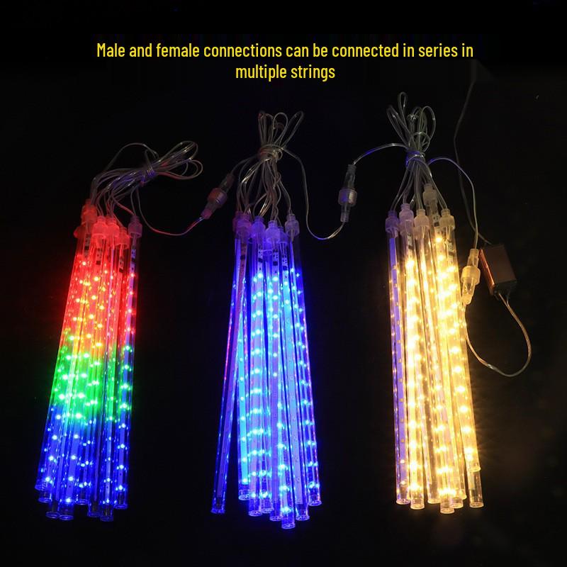 Solar-Powered LED Meteor Shower Lights: Waterproof, Colorful String Lights for Outdoor Decoration, Perfect for Festivals and Christmas Trees.