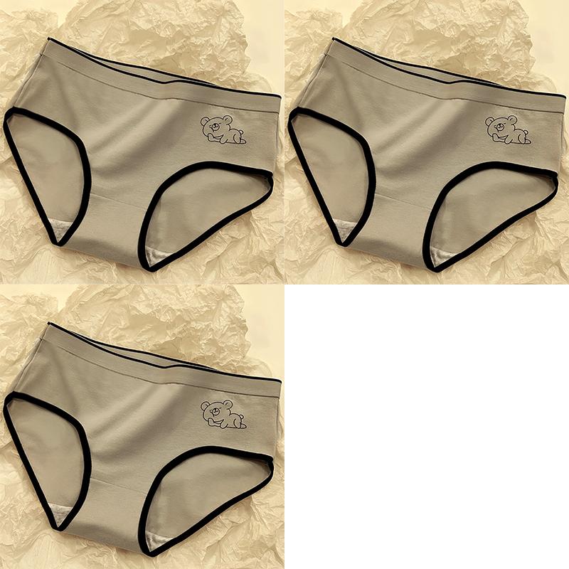 3 PCS Women's Underwear Comfortable Mid Rise Panties Cute Bear Female Underpants M-XL Seamless Women Lingerie Ladies Underpants