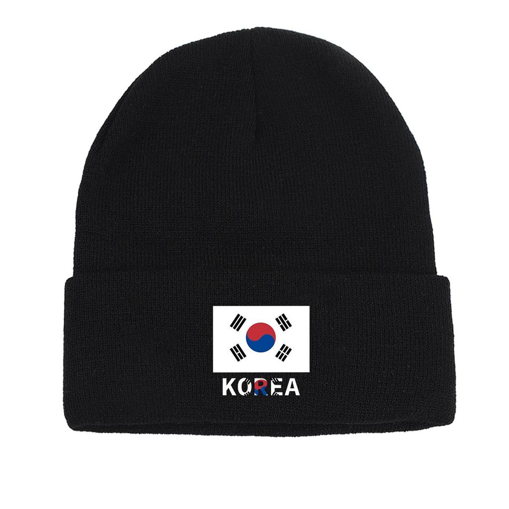 Флаг Южной Кореи Принт Вязаная Шапка Шапка, Шапки Skullies Зима Осень Досуг Головной Убор Вязаная Шапка Шапка