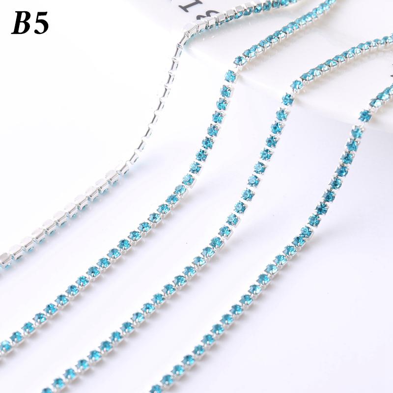 5M Rhinestone Drill Chain 2mm Glass Rhinestone Claw Chain Trim DIY Sewing Costume Craft Performance Clothing Decor Accessories