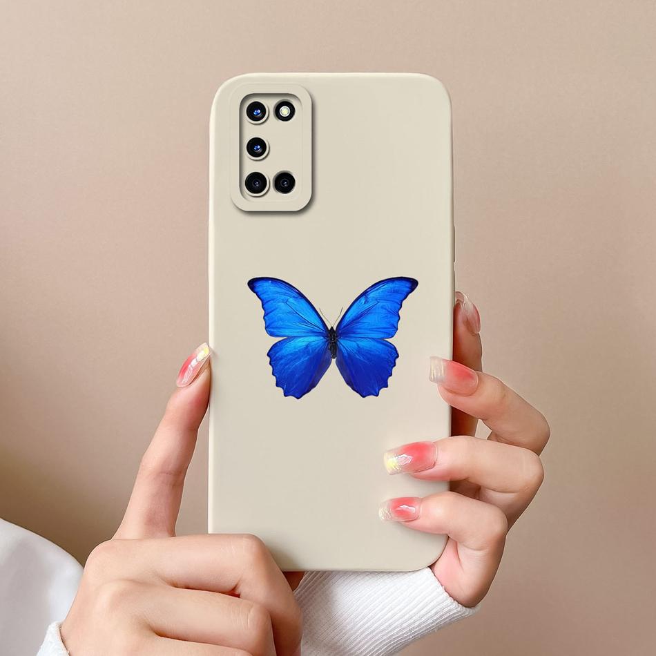 For Oppo A52 A72 A92 Case Butterfly Heart Simple Back Cover Soft Liquid Silicone Funda Camera Protection Anti Drop Phone Housing