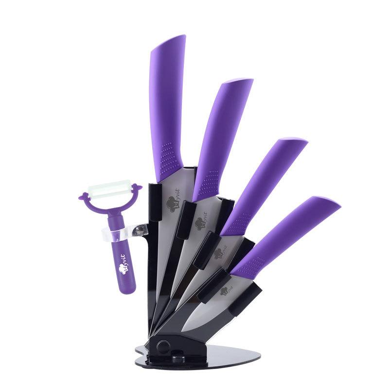 Кухонные ножи Керамические ножи Набор аксессуаров 3 дюйма для очистки овощей 4 дюйма универсальные 5 дюймов для нарезки 6 дюймов нож шеф-повара + держатель + овощечистка с черным лезвием