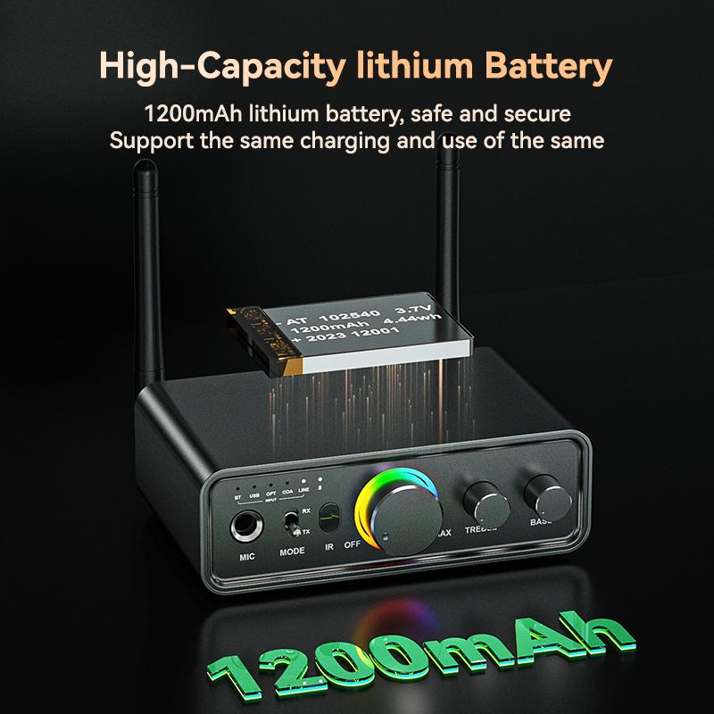 RGB Bluetooth 5.3 аудио передатчик приемник ЦАП/AUX/RCA/USB/коаксиальный/оптический/6,5 мм микрофон караоке Hifi DSP беспроводной адаптер