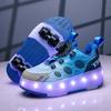 Runaway Shoes Boys Pulley Shoes 225 New Women's Runaway Shoes Four-wheel Children's Flashing Light Skates Charging Shoes
