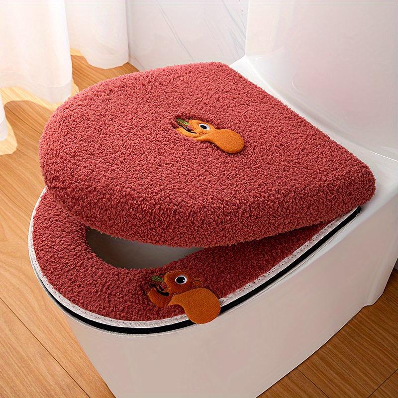 2pc/set Of Warm Toilet Seat Covers, Including Toilet Seat Cover And Toilet Lid Cover, Warm Soft Washable Closestool Seat Cushion