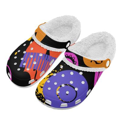 1 пара теплых белых клогов на подкладке, унисекс, уютные шлепанцы из пеноматериала ЭВА, мягкий плюшевый интерьер, легкая комфортная обувь для ношения в помещении и на улице зимой