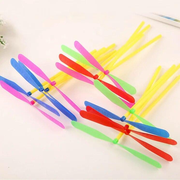 10/20pcs Novelty Plastic Bamboo Dragonfly Propeller Outdoor Classic Toy Kid Gift Rotating Flying Arrow Multicolor Random Color