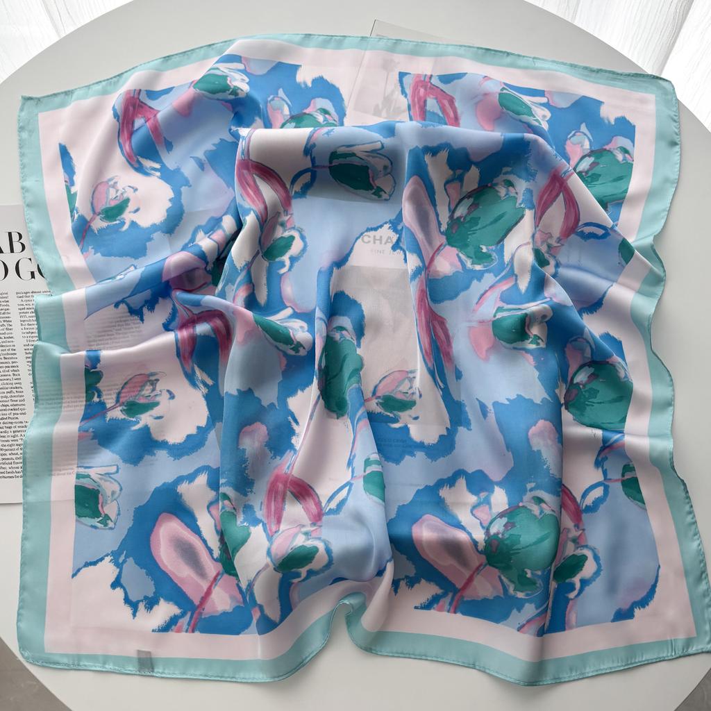 70cm Square Scarfs Retro Ptint Headscarf Women Foulard Banana Head Scarf Female Hijab Soft Satin Neckerchief