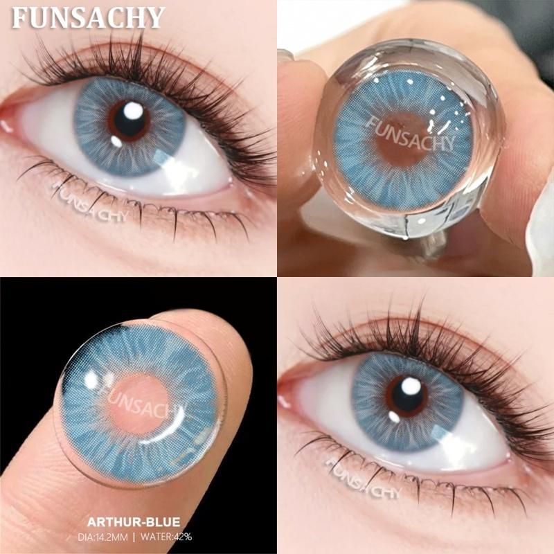FUNSACHY 1 Pair Blue Contact Lenses for Eyes Natural Colored Contact Blue Eyes Lenses Korean Contacts Lenses Yearly Green Pupil