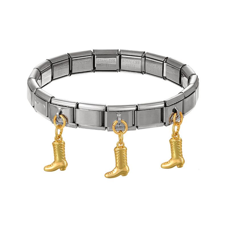 Trendy Hip Hop Western Cowboy Series Modular Charm Bracelet Interchangeable Horse Boot Heart Charms Assembled Stretch Made China