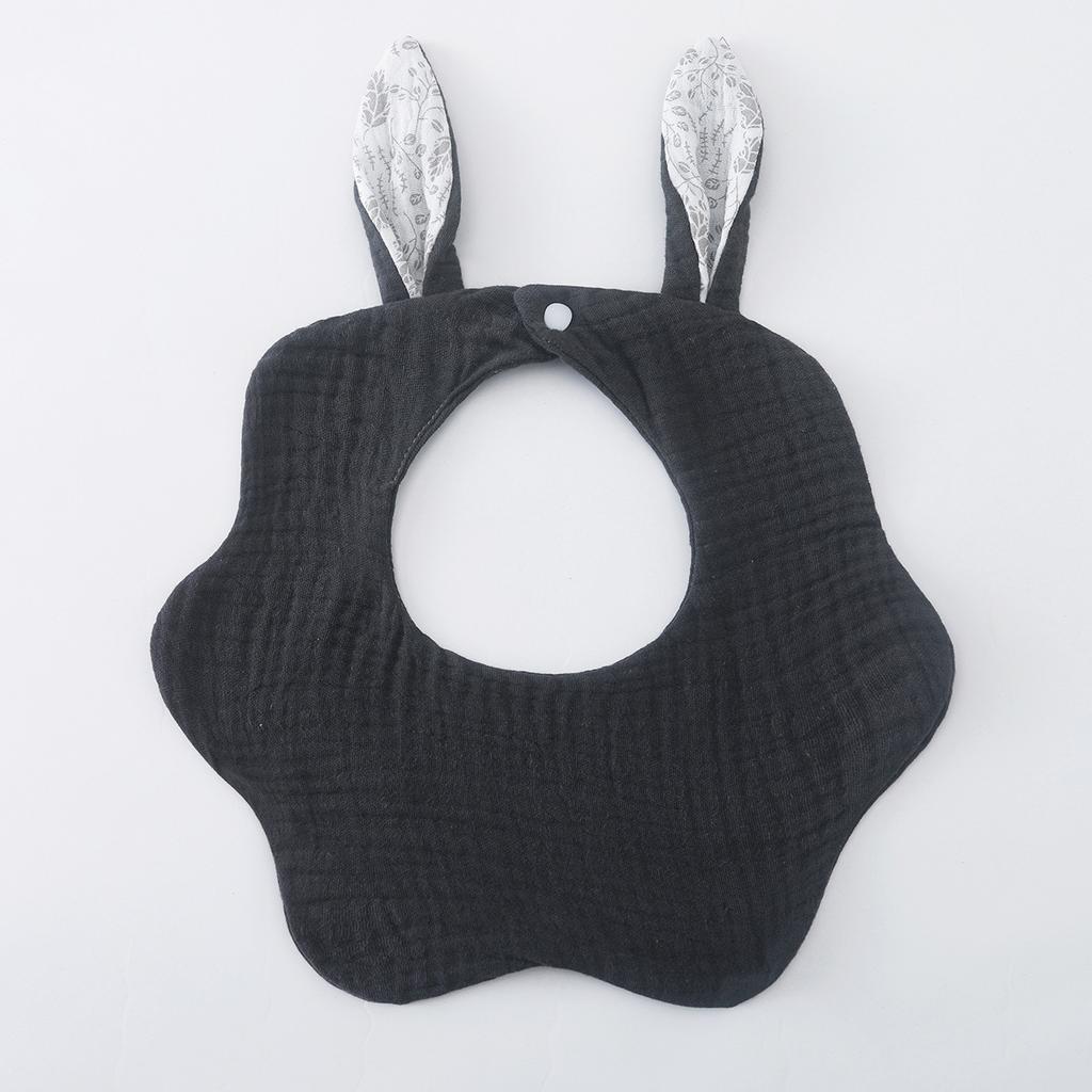 Newborn Cotton Crepe Bibs Cute Rabbit Ear Wavy Edge Saliva Towel Baby Gauze Absorbent Drool Bib