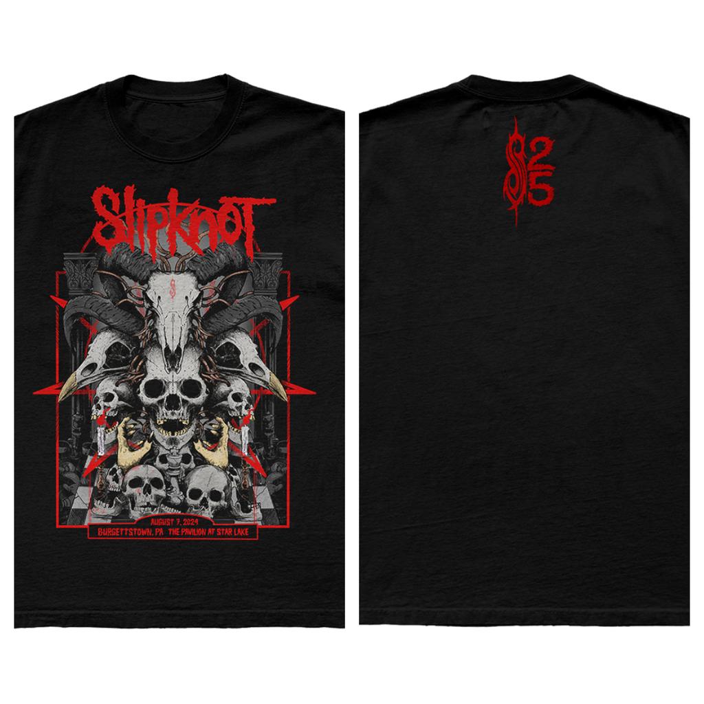 Slipknot 25-й Юбилейный Скелет Крысы Череп Двухсторонний Винтажный Футболка, Унисекс Nu-Metal Фан Уличная Одежда Футболка, 100% Хлопок Повседневная Футболка с Коротким Рукавом