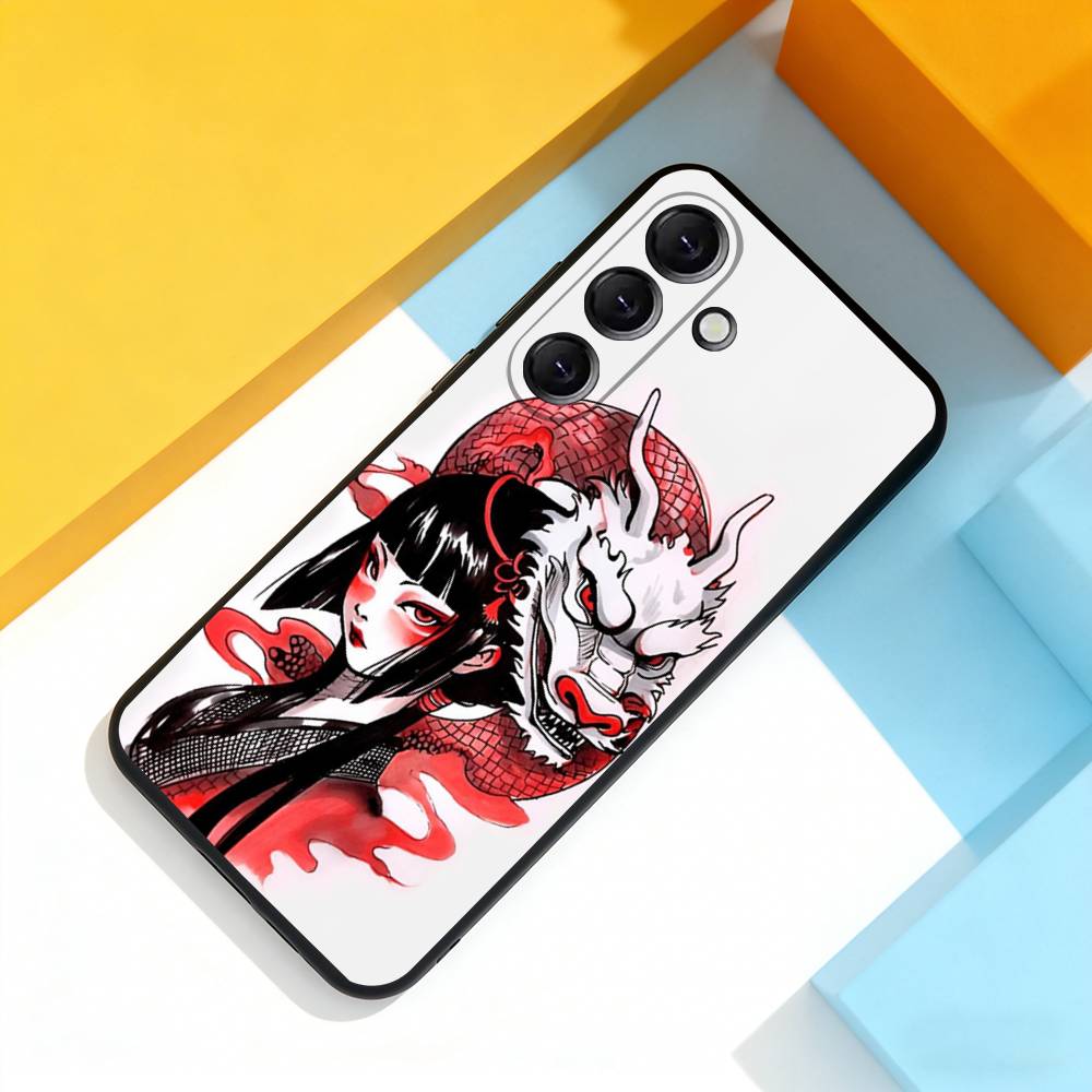 Samurai Warrior Geisha Cool Phone Case For Samsung Galaxy A 73,72,51,53,52,71,22,5G,Note,J7,8,9 Soft Precise Hole Black Cover
