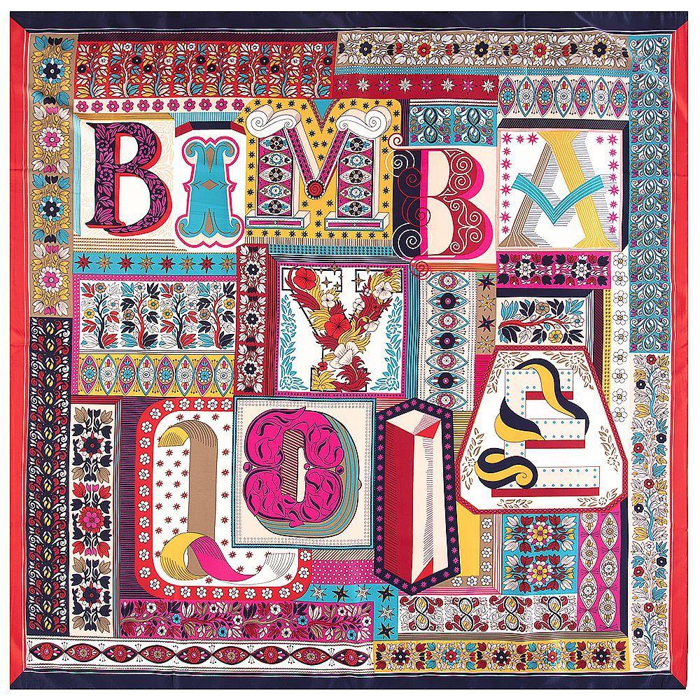 Silk-feeling Scarf for Women 130 * 130cm Luxurious Letter Plant Pattern Paisley Printed Shawl Designer Scarf for All Seasons