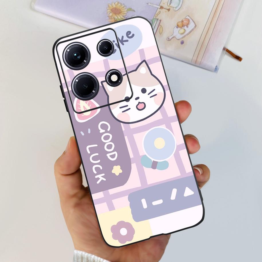 For Infinix Note 30i Case Stylish Flower Black TPU Shockproof Bumper For Infinix Note 30 Pro X678B Phone Cover Note 30 5G Fundas
