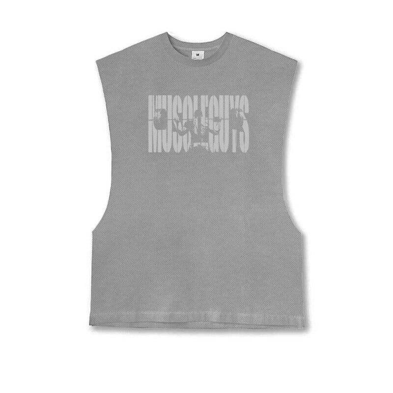 Muscleguys Мужская сетка для фитнеса и бега, быстросохнущая футболка без рукавов, высококачественные дышащие майки на бретелях