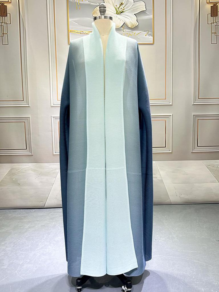 Женское весеннее пальто большого размера с рукавами «летучая мышь» с градиентом - Модное длинное кимоно в стиле Мияке