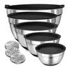 8pcs Mixing Bowls with Airtight Lids Stainless Steel Mixing Bowl Set, Attachments Bottoms, Black Kitchen Bowls, Baking Serving