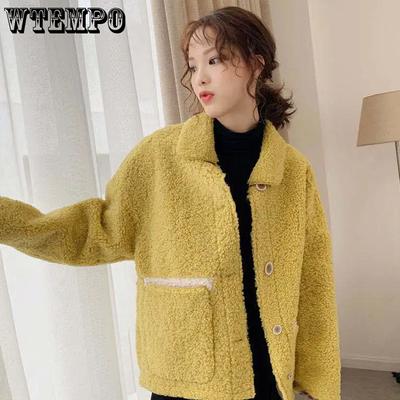 Желтые карманы, воротник-стойка, молния, пальто, женские, толстые, теплые, осень-зима, большие размеры, утепленные, ветрозащитные, плюшевые куртки