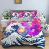 Big Wave Japanese Art Abstract Bedding Set Boys Girls Twin Queen Size Duvet Cover Pillowcase Bed Kids Adult Home Textileextile