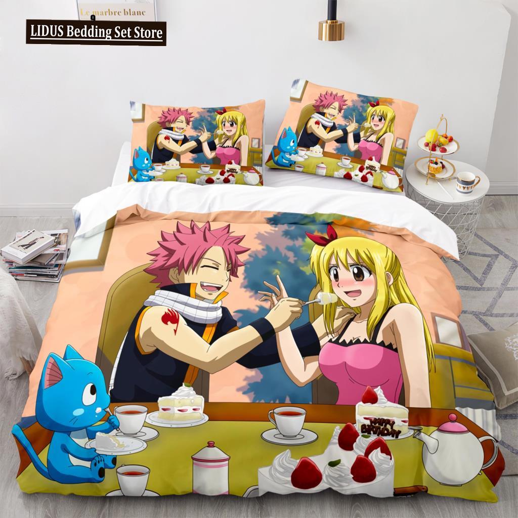 Новый комплект постельного белья Fairy Tail для мальчиков и девочек в японском стиле, подарок для спальни, односпальная кровать, двуспальная кровать, домашний текстиль, дропшиппинг