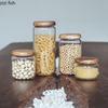 Прозрачная стеклянная банка для хранения, бытовая крышка из акации, круглая банка для чая, банки для хранения сухофруктов, различные банки для хранения зерна