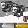 2Pcs Motorcycle Headlight Waterproof LED Spotlights Multi-Mode Switch LED Driving Fog Lights for Car Truck ATV Tractor