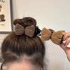 New Knitted Hairpin Female Milk Curry Sweet Casual All-match Bow Hairpin Hair Pans Hair Ball Hair Accessories