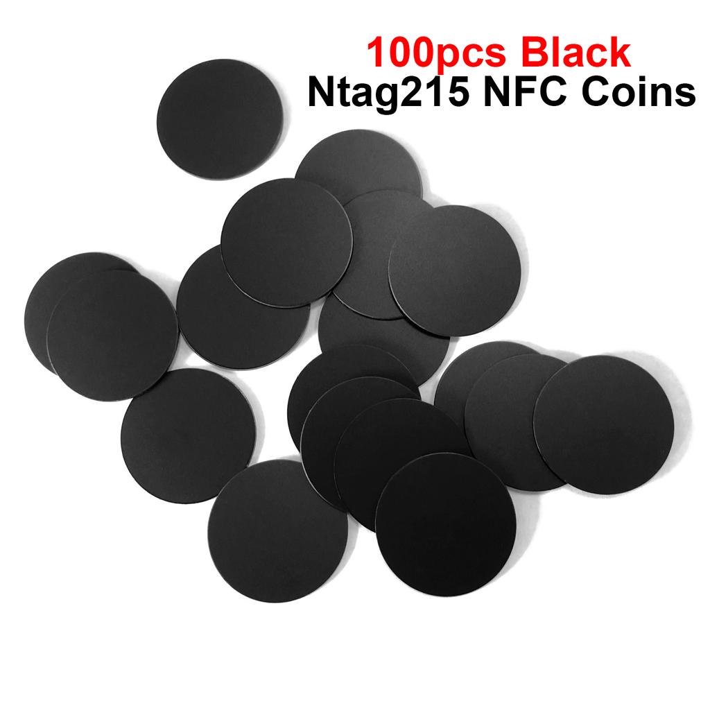 10/50/100pcs RFID NFC Ntg215 Tags Black Sticker 13.56MHz NFC 215 Adhesive Labels 25MM 504 Bytes NFC Personal Automation NFC215